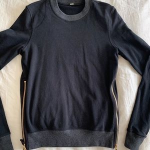 Lululemon Black/Gray Crewneck with Gold Zippers